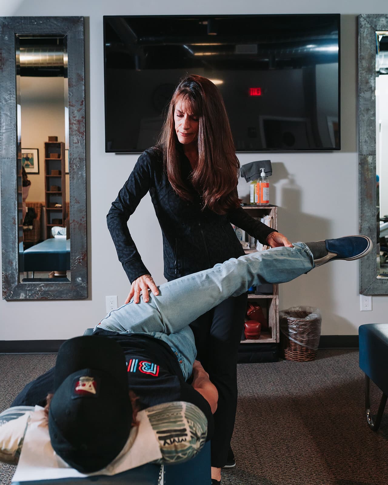 Table-based assisted stretching at Foudy Chiropractic in Mission Viejo